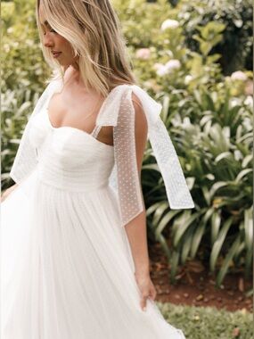 Petal & Pup Pastel White Maxi Dress with Tie Straps